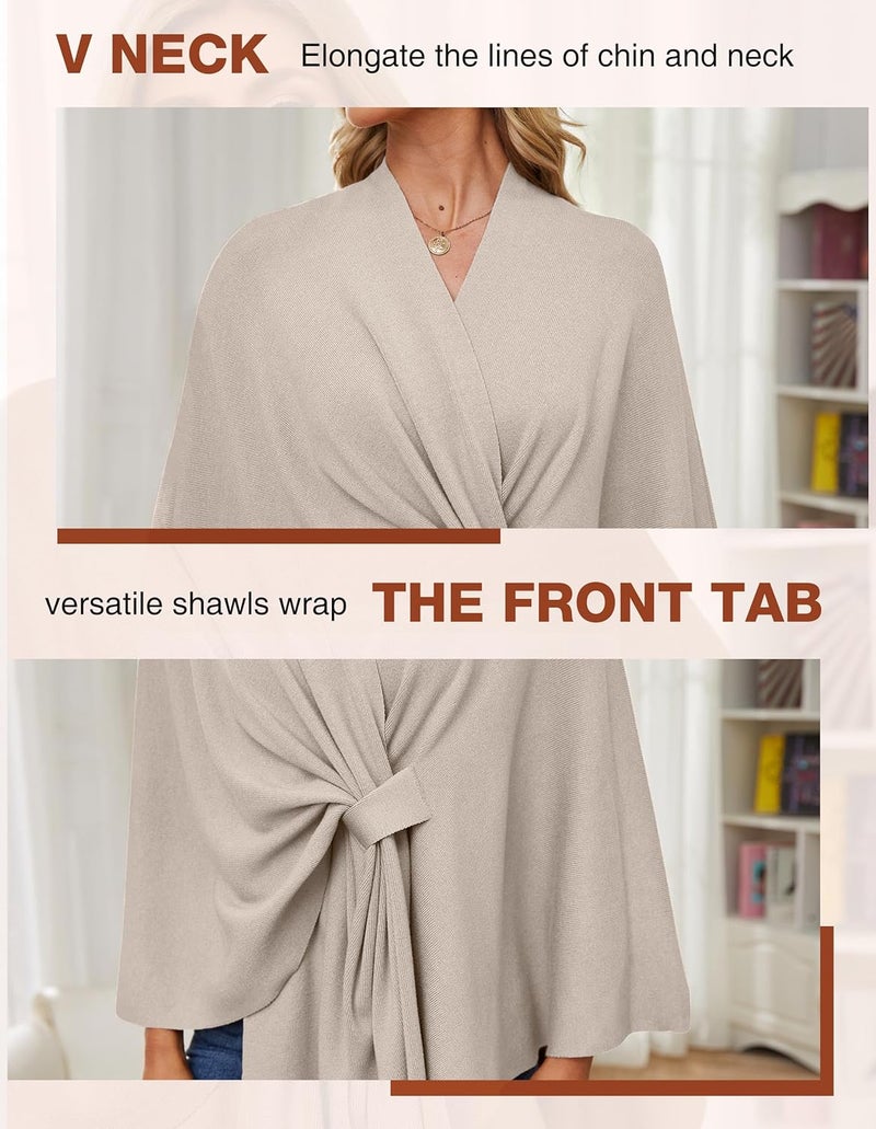 Puli Women's Elegant Shawl Wraps Soft Open Front Poncho Sweater for Spring Fall Winter - Image 5